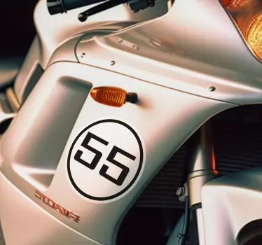 Sticker moto personnalisé cercle et nombre - TenStickers
