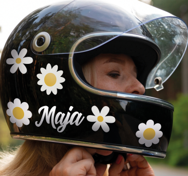 Sticker moto conception de fleurs simples avec nom - TenStickers
