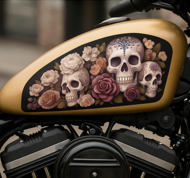 Sticker moto crâne de rose fanée - TenStickers