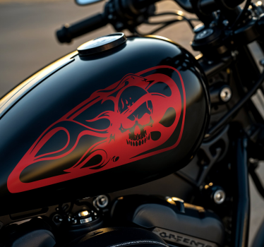 Sticker moto crâne en feu - TenStickers