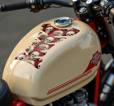 Sticker moto crânes et roses - TenStickers