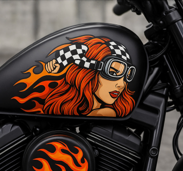 Sticker moto jeune femme aux lunettes vintage - TenStickers