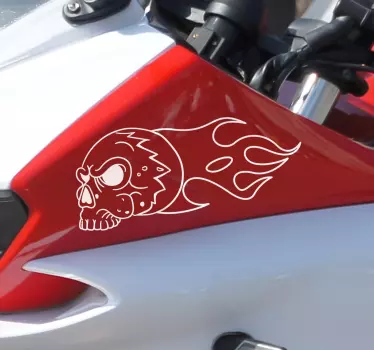 Autocollant moto tête de mort en feu - TenStickers