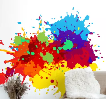 Sticker mural salon abstrait éclaboussure de couleurs - TenStickers