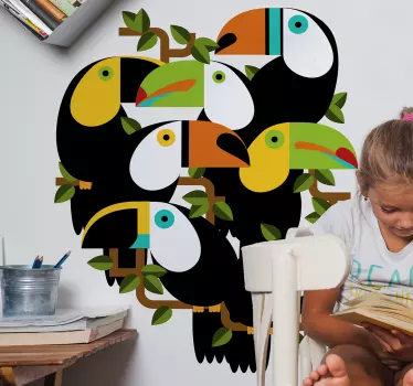 Sticker mural oiseaux tropicaux - TenStickers