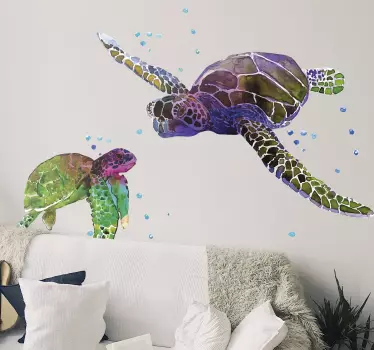 Sticker mural Animaux Tortues abstraites colorées - TenStickers
