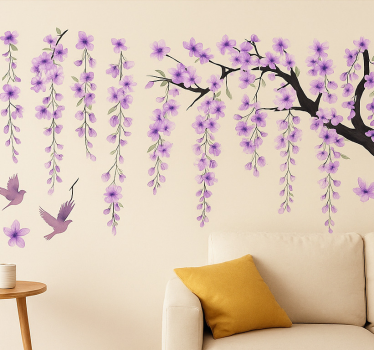 Sticker mural arbre suspendu lilas - TenStickers