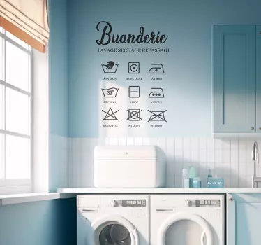 Sticker mural buanderie icônes de lavage à laver - TenStickers