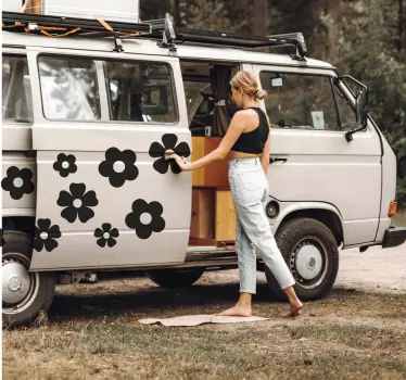 Sticker camping car ensemble de fleurs - TenStickers