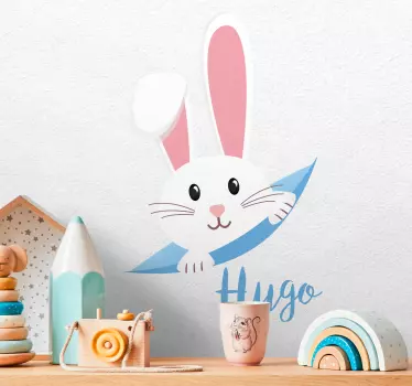 Sticker chambre bébé lapin avec nom - TenStickers