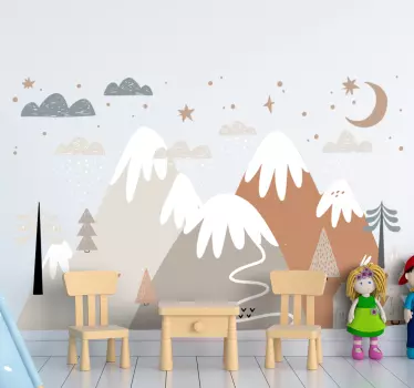Sticker chambre enfant montagnes scandinaves alika - TenStickers