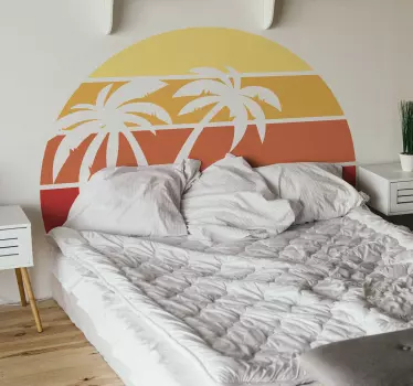 Sticker tête de lit coucher de soleil rétro - TenStickers