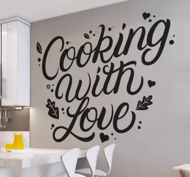 Sticker Mural Cuisine avec amour citations  - TenStickers
