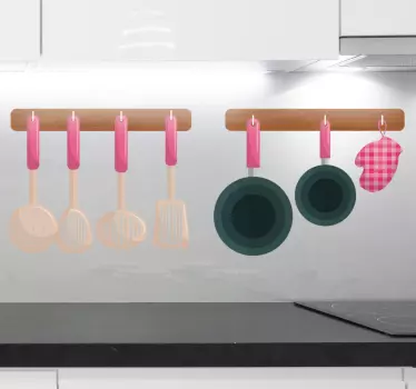 Sticker Mural Cuisine Dessin animé appareils suspendus - TenStickers