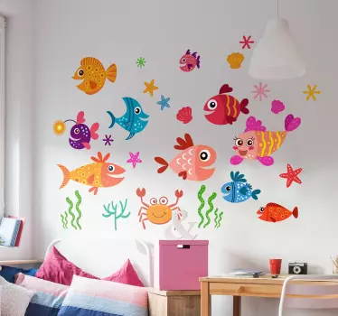 Sticker chambre enfant motif variété de poissons - TenStickers