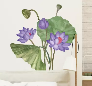 Sticker Mural Fleur Aquarelle de lotus violet - TenStickers