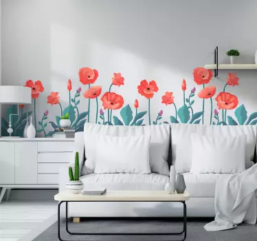 Sticker fleurs de coquelicots dessinées - TenStickers