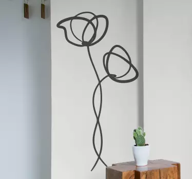 Sticker fleurs coquelicots minimalistes - TenStickers