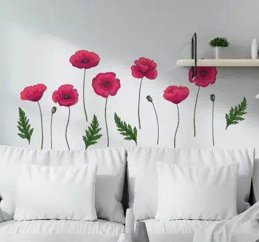 Sticker fleur ensemble de coquelicots - TenStickers
