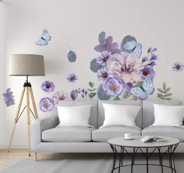 Sticker mural Fleur Ensemble de fleurs aquarelles - TenStickers