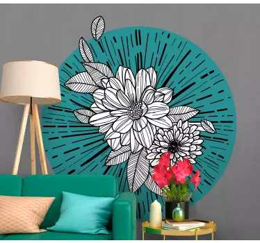 Sticker Mural Fleur Fleur de dessin au trait tatouage - TenStickers