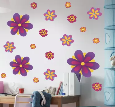 Sticker fleurs vintage fleurs des années 70 - TenStickers