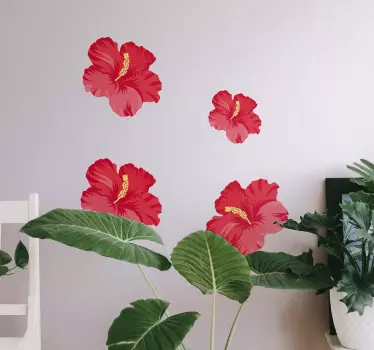 Sticker Fleur Kit de fleurs d'hibiscus rouge - TenStickers