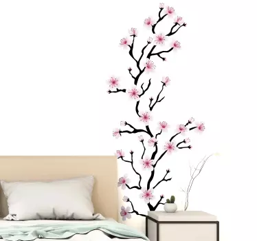 Sticker mural chambre cerisier japonais en fleur - TenStickers