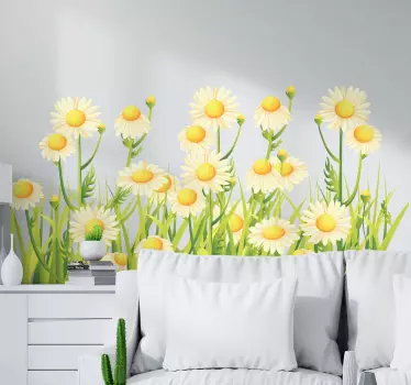 Sticker Mural Fleur Margerites sur le terrain - TenStickers