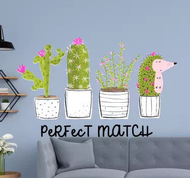 Sticker Mural Fleur Match parfait cactus - TenStickers