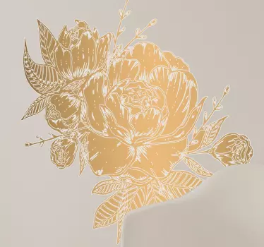Sticker fleur pivoine dorée pour mur - TenStickers