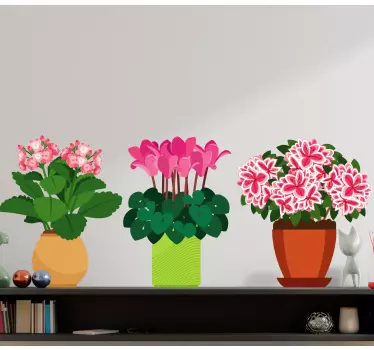 Sticker Mural Fleur Plusieurs fleurs dans des seaux - TenStickers