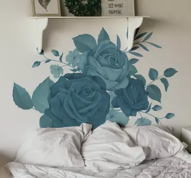 Sticker mural fleurs Bouquet bleu - TenStickers