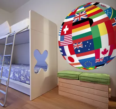 Sticker mural salon globe drapeaux - TenStickers