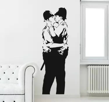 Sticker mural graffiti Banksy policiers anglais - TenStickers