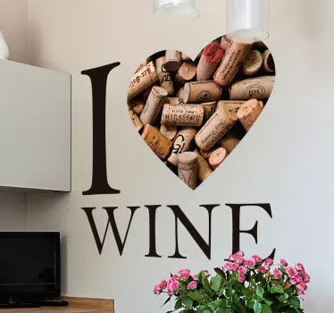 Sticker mural I love wine - TenStickers