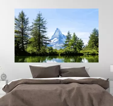 sticker mural nature Cervin montagne neige - TenStickers