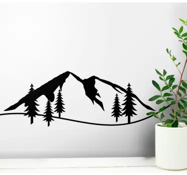 Sticker mural nature montagne simples avec des arbres - TenStickers
