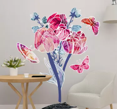 Sticker Mural Papillon Fleur avec des papillons - TenStickers
