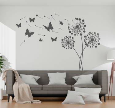 Sticker mural salon zen pissenlits et papillons - TenStickers