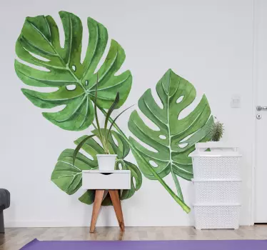 Autocollant mural plante grandes feuilles vertes - TenStickers