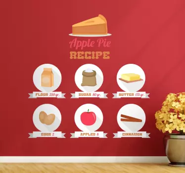 Sticker mural recette tarte aux pommes - TenStickers