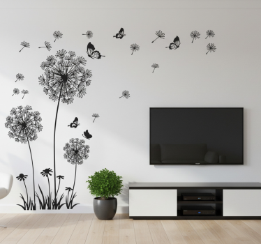 Sticker mural salon autocollant papillon pissenlit - TenStickers