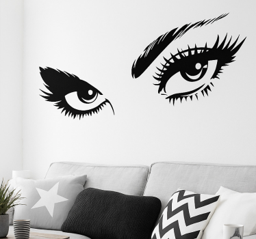 Sticker mural salon les yeux de la femme regardant - TenStickers