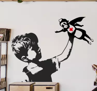 Sticker mural Super héros infirmière Banksy - TenStickers