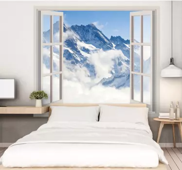 Sticker trompe l'œil Alpes paysage - TenStickers