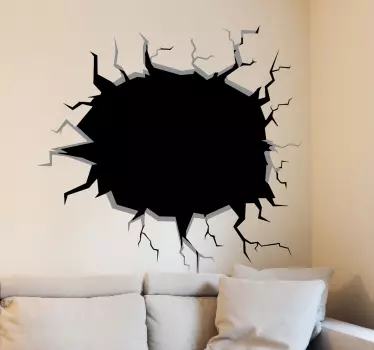 Sticker trompe l'œil trou mur cassé - TenStickers