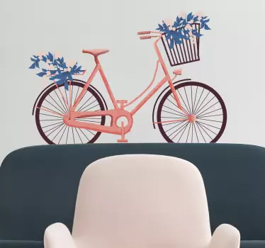 Sticker mural vélo fleurs - TenStickers