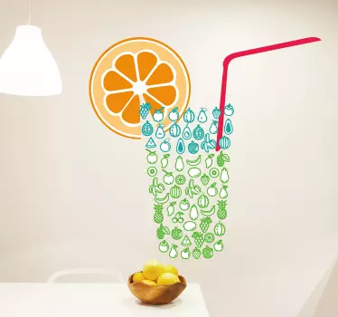 Sticker mural verre avec des fruits et une orange - TenStickers
