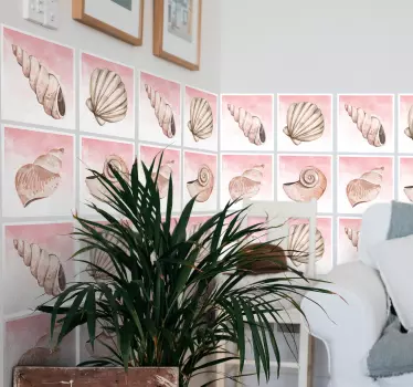 Sticker nature aquarelles de coquillages - TenStickers